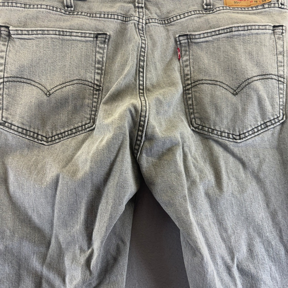 Levis 514‎ Straight Fit Grey Denim Jeans Mens W38 L32 Classic Casual Pants - Picture 5 of 6